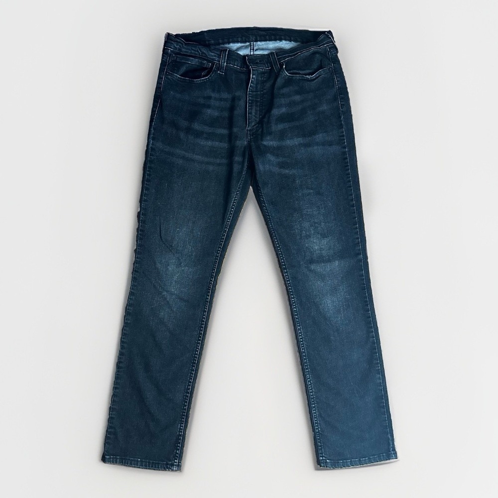 Levis 511 Jeans Men 36x32 Black Cotton Denim Slim Fit Workwear Dark Wash Whisker